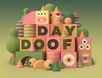 Day Doof 3d brand festival fun illustration logo monsters typography