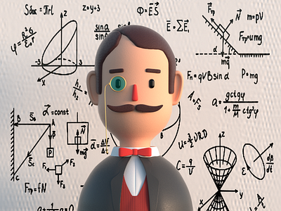 c4d cartoon character-scholar 3d art c4d illustration