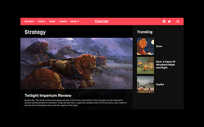 concept, board game review site concept product page ui ui design ux ux design web design