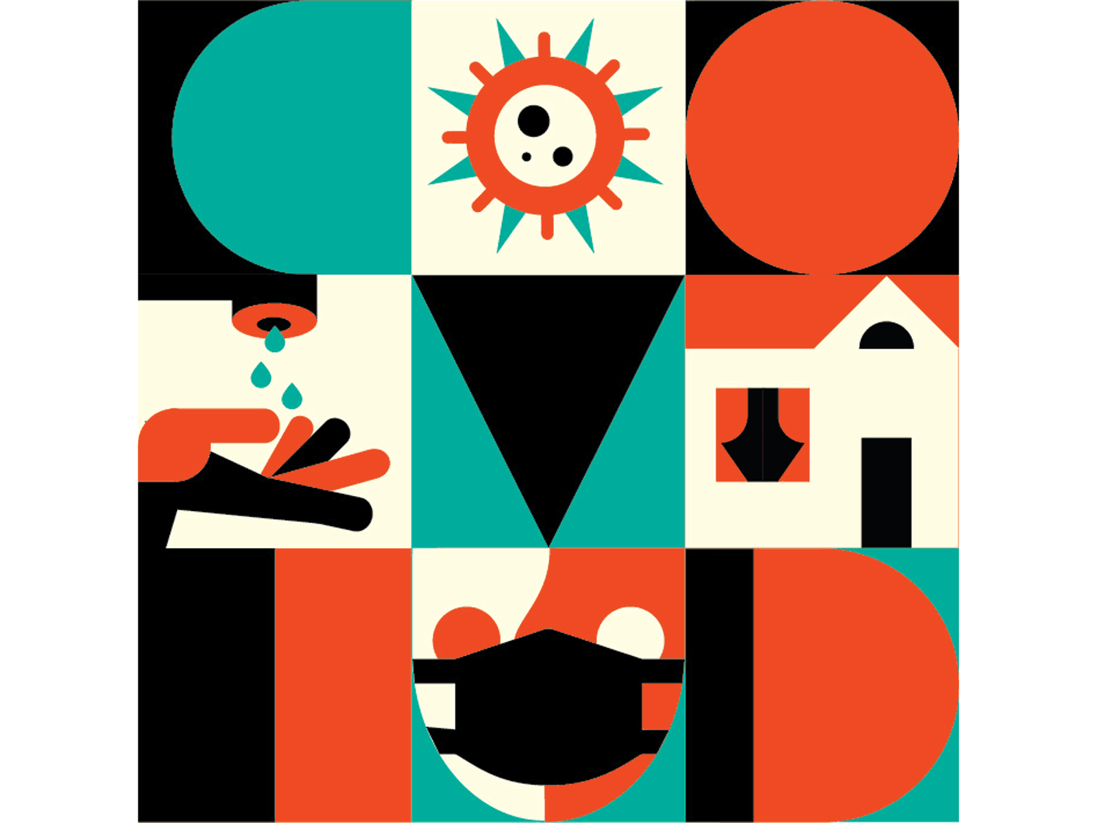 C O V I D covid19 flat illustration geometric art gif gif animated vector illustration