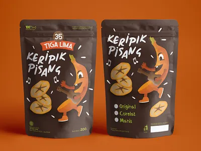 standing pouch banana branding chips design food illstration illustration logo mock up packaging design vector