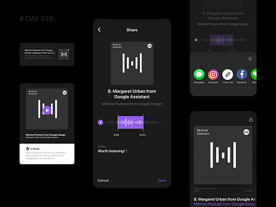 Daily UI 010 - Social Share for Apple Podcasts apple dailyui dark ui mobile podcasts share social sound voice
