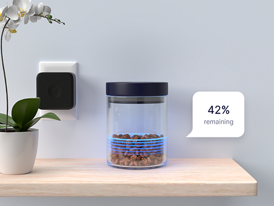 Nectar Smart Container - 3D Render beans coffee glass jar orchid ultrasound wood