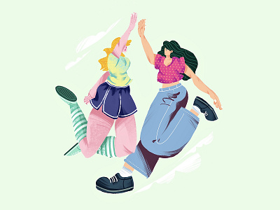 Gimme five! 2d design flat girl illustration procreate