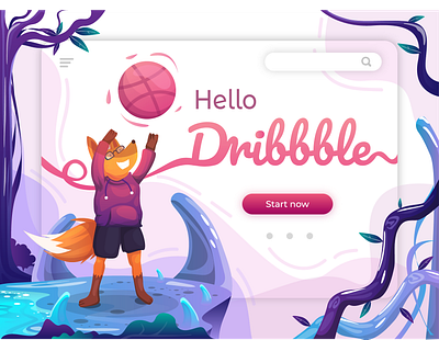 Hello Dribbble! debut debuts debutshot design dribbble flat illustration invite ui vector