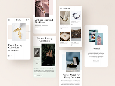 Responsive Mobile Website Design app clean collections design ecommerce fashion grid interface jewelry layout mobile pastel product responsive typography ui user experience user interface ux web design