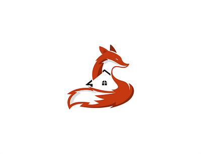 fox house family abstract design design logo family fox home house icon vector