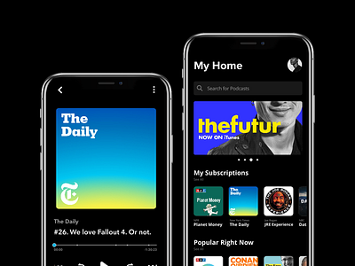 Podcast App aditya dark mode dark theme design india mobile app design podcast podcasts ui ux