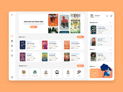 Book Club. Concept. book book reader book shop clean dashboard ecommerce edtech education interaction interface reader reading user experience user interface web web design web interface