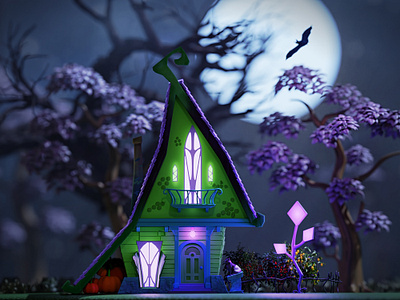 Witch House 3dillustration b3d blender cozy gameart