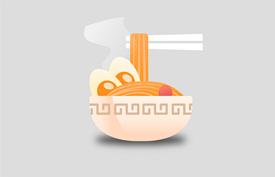 Ramen Bowl 2d bowl chinese food chopstick design eggs food icon illustration noodle ramen