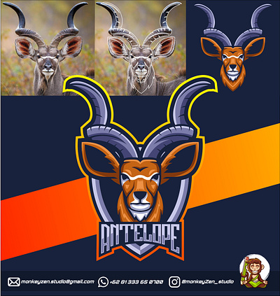 antelope mascot esport logo design animal antelope cartoon charachter deer e sport esport game gamer logo mascot vector