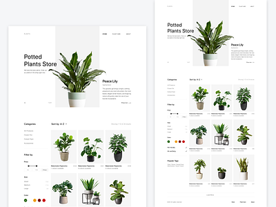 Plant Shop 2020 clean ecommerce filter filters landing landing page minimalism online shop online shopping online store plant plants product store ui ux website white