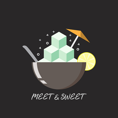 MEET AND SWEET creative cute design flat logo illustration sweet vector