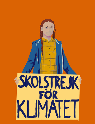 Greta Thunberg Skolstrejk art illustration orange portrait procreate