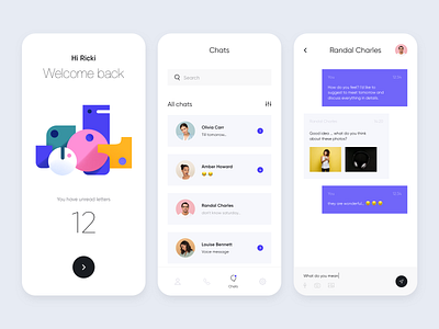 Mobile App - Misaki app clean colors design illustration message mobile ui ux