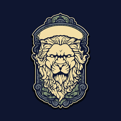 Lion Illustration apparel design baroque design dribbble illustration lion head vintage