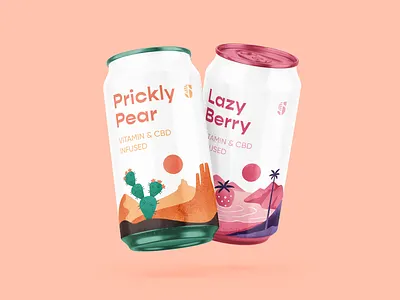 Vitamin & CBD Infused Beverage berry brand identity branding cactus cbd coast desert grain identity design illustration lazy logo packaging packagingdesign palms prickly pear texture visual identity vitamins wellness