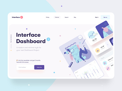 Interface Dashboard Builder - Hero Banner card chart clean dashboard elements header hero banner illustration interface landing landing page minimal newsletter statement ui ui design ux ux design web web design