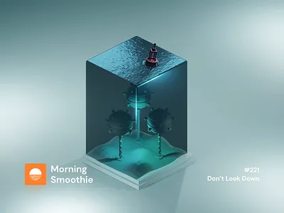Dont Look Down 3d 3d animation 3d art animated animation blender blender3d buoy diorama fluid fluid design illustration isometric isometric design isometric illustration low poly mine ocean sea