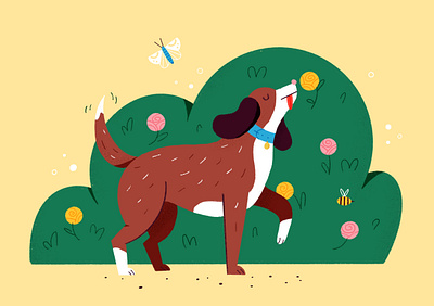 Spring Dog dog drawing illustration procreate spring