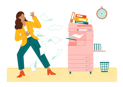 Office Trouble copier drawing illustration office office space photoshop trouble work