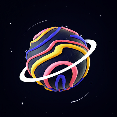 Planet O 2d 36 days of type 36days 3d cinema4d illustration mixed o octane planet space type typography