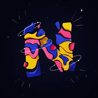 N planet 2d 36 days of type 36days 3d cinema4d illustration mixed n octane planet space type typography