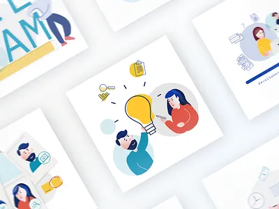 How we work – illustration set part 2 communication company values development ideas illustration questions team values