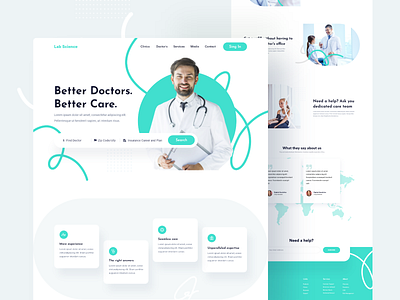 Lab Science Landing Page branding creative doctor illustrator interface landing landingpage medical minimal product ui web webdesign white