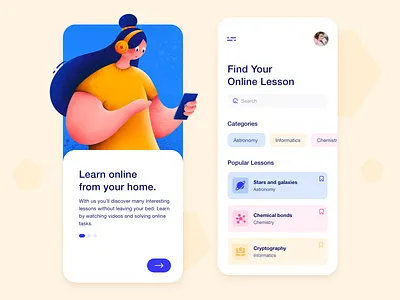Online Learning App app application design character clean colors design illustration ios learn mobile modern procreate school ui ux