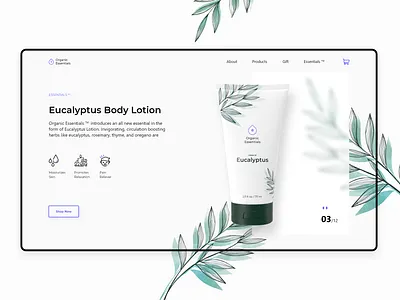 Organic Essentials - Cosmetic Product Design Concept 3d adobe dimension adobe illustrator cc adobe photoshop adobe photoshop cc adobexd branding design flat illustration ui uidesign ux webdesign website webui webuiuxdesign