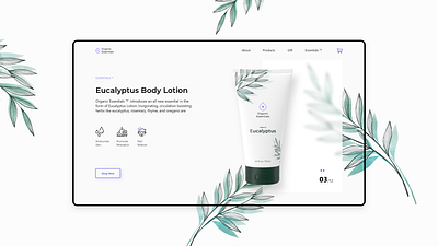 Organic Essentials - Cosmetic Product Design Concept 3d adobe dimension adobe illustrator cc adobe photoshop adobe photoshop cc adobexd branding design flat illustration ui uidesign ux webdesign website webui webuiuxdesign