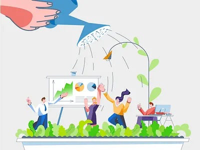 Caring for employees concept customer employee care illustration job safety service team workplace