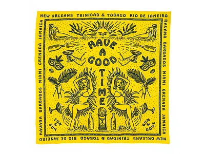 Good Time apparel bandana bandana art carnival custom type graphic hand drawn illustration print tropical typography