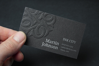 Business card for Ink City Tattoo black business card brading brand identity business card embossed logo