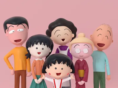 樱桃子（さくら ももこ）Chi-bi Maruko c4d character design illustration letter mascot roles three dimensional ui 三维 樱桃子（さくら ももこ）
