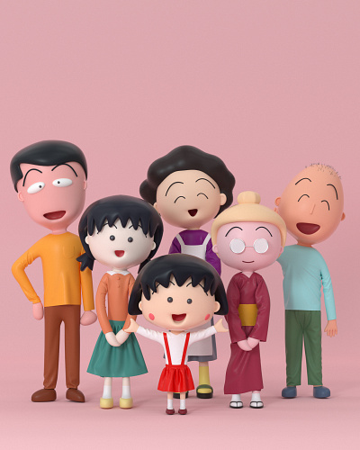 樱桃子（さくら ももこ）Chi-bi Maruko c4d character design illustration letter mascot roles three dimensional ui 三维 樱桃子（さくら ももこ）