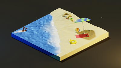 Beach blender3d polygon romanklco