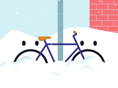 Winter in Montreal bike cyclist illustration minimalist montreal sad smiley snow winter