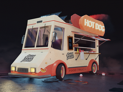 Food truck - Blender series 3d 3d artist 3d rendering blender blender3d cgart cyclesrender foodtruck hotdog illustration india modeling photoshop series truck