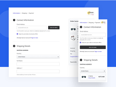 Checkout Flow E-Commerce - Responsive add to cart address bootstrap cart checkout cross platform device flow payment payment methods responsive responsive design security test job user flow user research visual wireframe