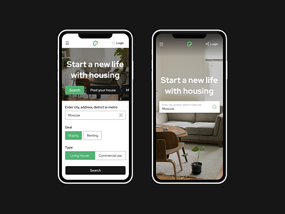 Realty Marketplace - Main Page Mobile 2020 clean dark ecommerce experiment field house information main page marketplace minimal mobile overview photo product design real estate saas service typography