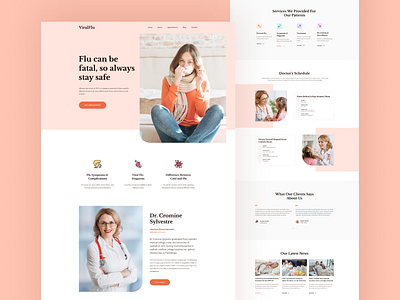 ViralFlu - Viral Infection Landing Page branding clean clinic design doctor figma flat flu graphic health icon logo medical trend 2020 typography ui ux vector virus website