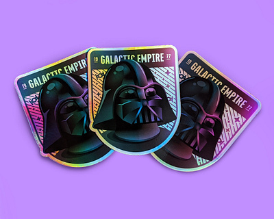 Galactic Empire Holographic Sticker badge darth vader empire gradient holographic illustration sith starwars sticker stickermule vector