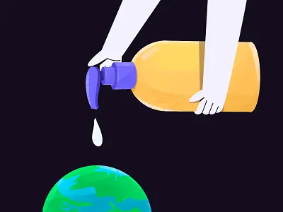 Go corona go bottle clean coronavirus earth hand handwash illustraion sanitary save