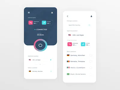 VPN App Concept app internet mobile speed ui uidesign uiux uxdesign vpn vpn app