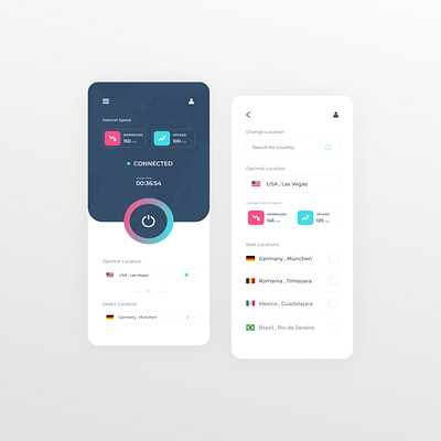 VPN App Concept app internet mobile speed ui uidesign uiux uxdesign vpn vpn app