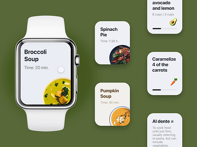 Recipe App for Apple Watch adobe xd animation app apple watch clean interaction design modern ui user inteface ux watch app watch ui