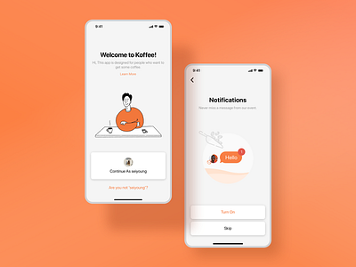KOFFEE coffee service onboarding design concept app art design flat illustrator logo ui ux web website